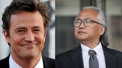 Perry (L) was found unresponsive in the hot tub of his Los Angeles home on Oct. 28, 2023. Iwamasa (R) had worked closely with Perry for years and was considered one of the actor’s most trusted aides. (Reuters, AP)