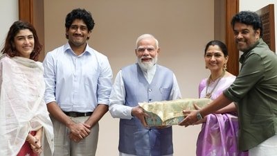 Khushbu Sundar and Sundar C shared the wedding invite with Prime Minister Narendra Modi in New Delhi.