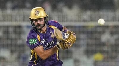 Kolkata Knight Riders' Manish Pandey in action against Mumbai Indians in Kolkata’s Eden Gardens on Wednesday. (PTI)