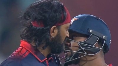 Krunal Pandya stuns Nicholas Pooran with sharp bouncers, triggers heated on-field moment. (X Image/screengrab)