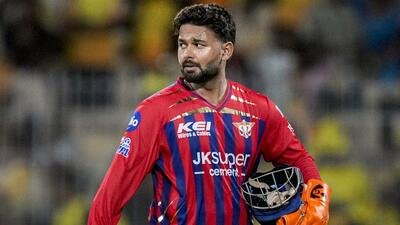 Lucknow Super Giants skipper Rishabh Pant during the game against Chennai Super Kings at the Chepauk Stadium on Sunday. (PTI)