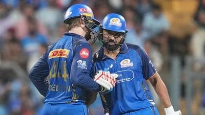 Mumbai Indians openers Ryan Rickelton (L) with Rohit Sharma. (AP)