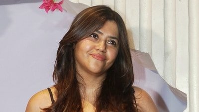 Producer Ekta Kapoor has reacted to the Naagin 7 unedited scene that had the internet in chuckles. (PTI Photo)(PTI04_15_2026_000031B) (PTI)