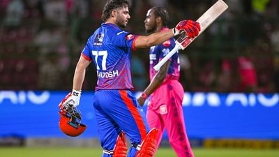 The picture says it all. Ashutosh Sharma looks content with his display. Jofra Archer doesn't. (PTI)
