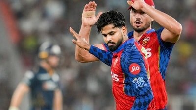 Shreyas Iyer during the match against the Gujarat Titans. (PTI)