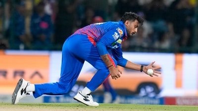 Axar Patel attempts a catch. (PTI)