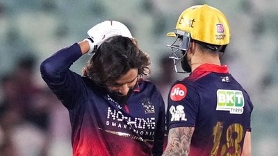 Rajat Patidar was hit on the back of the helment during the game against KKR. (PTI)