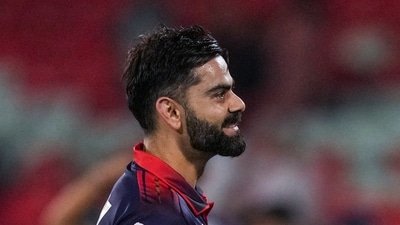 Virat Kohli after his century against KKR in IPL 2026. (PTI)