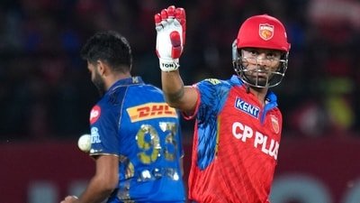 Punjab Kings' Vishnu Vinod was given out by on-field umpire on the last ball but the decision was changed after DRS. (PTI)