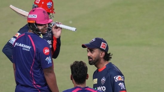 Delhi Capitals vs Rajasthan Royals LIVE Score IPL 2026: Vaibhav Sooryavanshi smiles while in conversation with KL Rahul in Delhi.