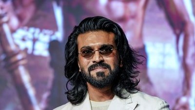 Ram Charan during the promotion event of Peddi, in Bengaluru, Karnataka, Monday, May 25, 2026. (PTI Photo/Shailendra Bhojak) (PTI) Ram Charan during the promotion event of Peddi, in Bengaluru, Karnataka, Monday, May 25, 2026. (PTI Photo/Shailendra Bhojak) (PTI)
