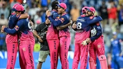 Rajasthan Royals' players celebrate their win against Mumbai Indians. (AFP) Rajasthan Royals' players celebrate their win against Mumbai Indians. (AFP)