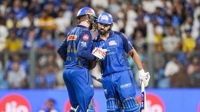 Ryan Rickelton and Rohit Sharma stitched together a massive 143-run opening partnership, taking the game away from Lucknow. (PTI)
