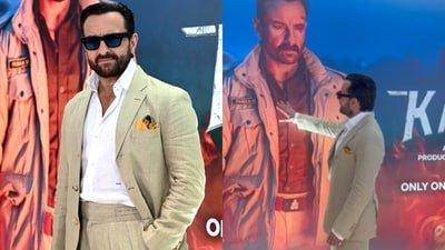 Saif Ali Khan went viral when he took 'blessings' from his own poster at the Kartavya trailer launch. (AFP/FB)