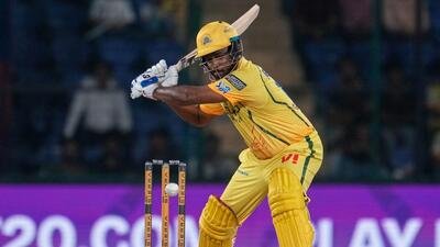 Sanju Samson plays a shot against Delhi Capitals. (AP)