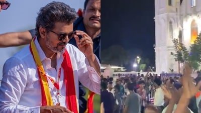 Vijay's fans gathered at Velankanni church and chanted TVK since midnight.