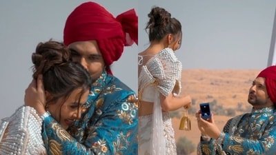 Tejasswi Prakash left in tears as Karan Kundrra proposes her on Desi Bling, ‘TejRan’ fans excited about engagement. (Netflix India)