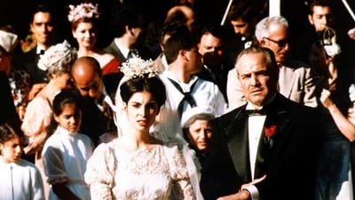 Marlon Brando and Talia Shire in The Godfather.