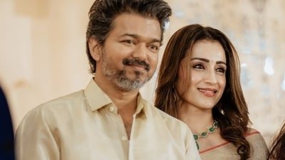 Vijay and Trisha Krishnan attended a producer's son's wedding in Chennai together.