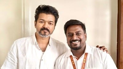 Tamil Nadu CM Vijay with Rajmohan. Tamil Nadu CM Vijay with Rajmohan.