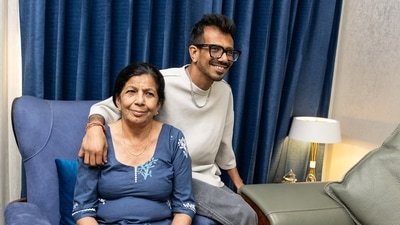 Cricketer Yuzvendra Chahal with his mother Sunita | Photo: Raajessh Kashyap