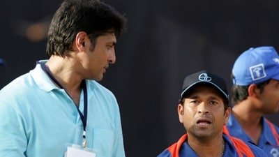 Salil Ankola with Sachin Tendulkar (AFP)