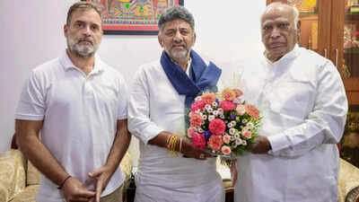 DKS with Rahul and Kharge From Siddaramaiah to DK Shivakumar: Congress hopes Karnataka change of guard will blunt anti-incumbency, fill gaps