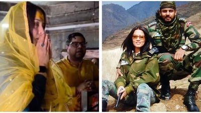 Celina Jaitly was seen getting emotional as she offered prayers at the Maa Baglamukhi Temple in Himachal Pradesh. Celina Jaitly was seen getting emotional as she offered prayers at the Maa Baglamukhi Temple in Himachal Pradesh.