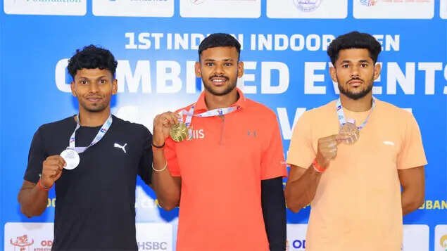(From right) Reegan Ganesh, Kuldeep Kumar and Dev Kumar Meena in Bhubaneswar on Saturday.