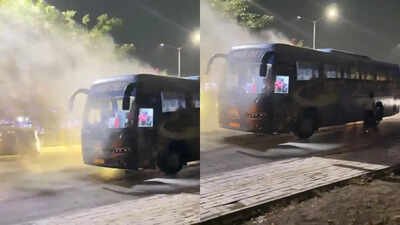 Massive scare for Gujarat Titans: Players evacuated after team bus suffers short circuit; all safe
