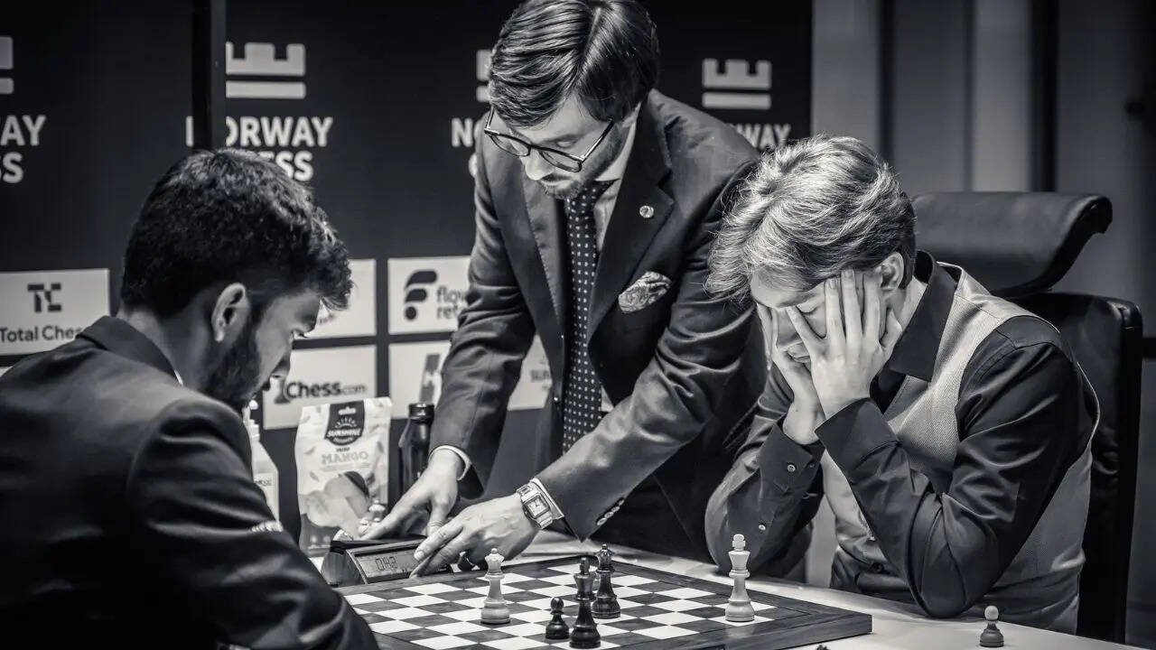 Gukesh vs Vincent Keymer (Photo by Michal Walusza/Norway Chess)