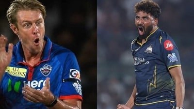 Kyle Jamieson and Mohammed Siraj after taking the wicket of Vaibhav Sooryvanshi. (X images)
