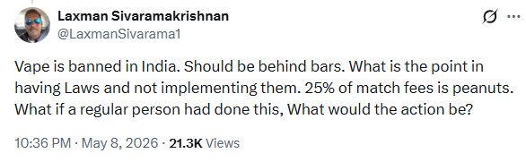 Laxman Sivaramakrishnan post