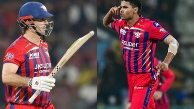 Mitchell Marsh and Akash Singh for LSG. (ANI, X images)
