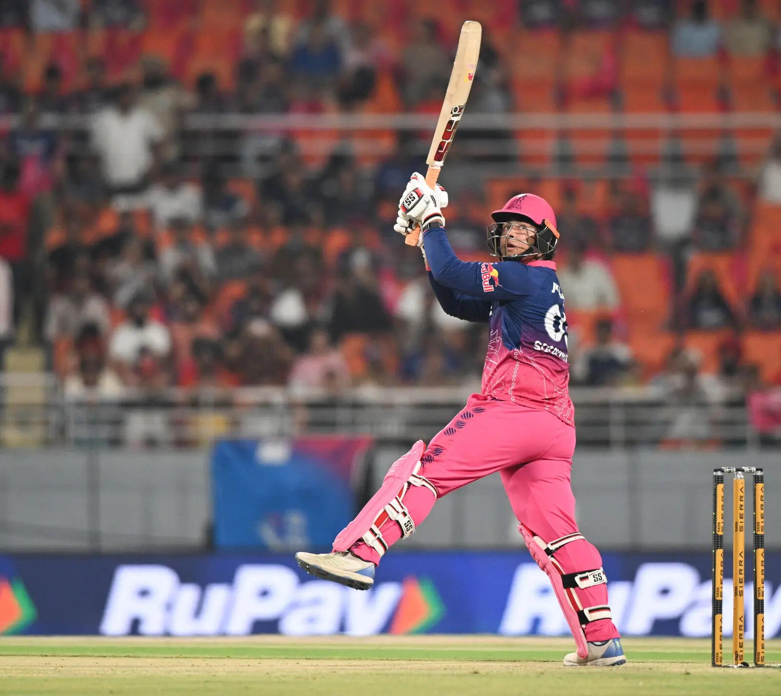 New Chandigarh, May 27 (ANI): Rajasthan Royals' Vaibhav Sooryavanshi plays a sho...