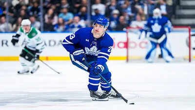 Matthew Knies #23 of the Toronto Maple Leafs skates with the puck against the Dallas Stars during the first period at the Scotiabank Arena on April 13, 2026 in Toronto, Ontario, Canada. (Photo by Mark Blinch/NHLI via Getty Images) Latest NHL trade update links Toronto Maple Leafs star Matthew Knies with $46.5 million blockbuster speculation with Chicago Blackhawks, Montreal Canadiens and Utah Mammoth