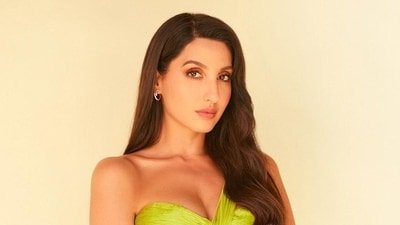 Nora Fatehi in a lime green cut-out gown (Photo: Instagram)