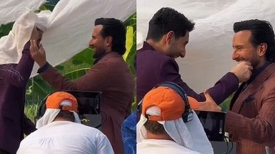Saif Ali Khan and Ibrahim Ali Khan shoot for a campaign. (Instagram) Saif Ali Khan and Ibrahim Ali Khan shoot for a campaign. (Instagram)