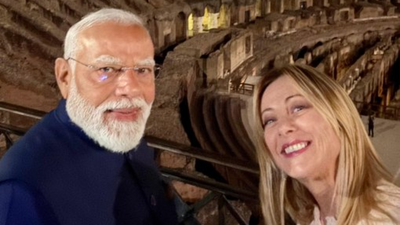 PM Modi with Italian PM Giorgia Meloni (Image/X) 'Melodi' moment in Rome: Italy PM Meloni welcomes 'friend' PM Modi with selfie and a warm message