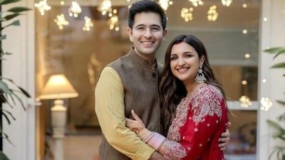 Actor-singer Parineeti Chopra with husband, politician Raghav Chadha.