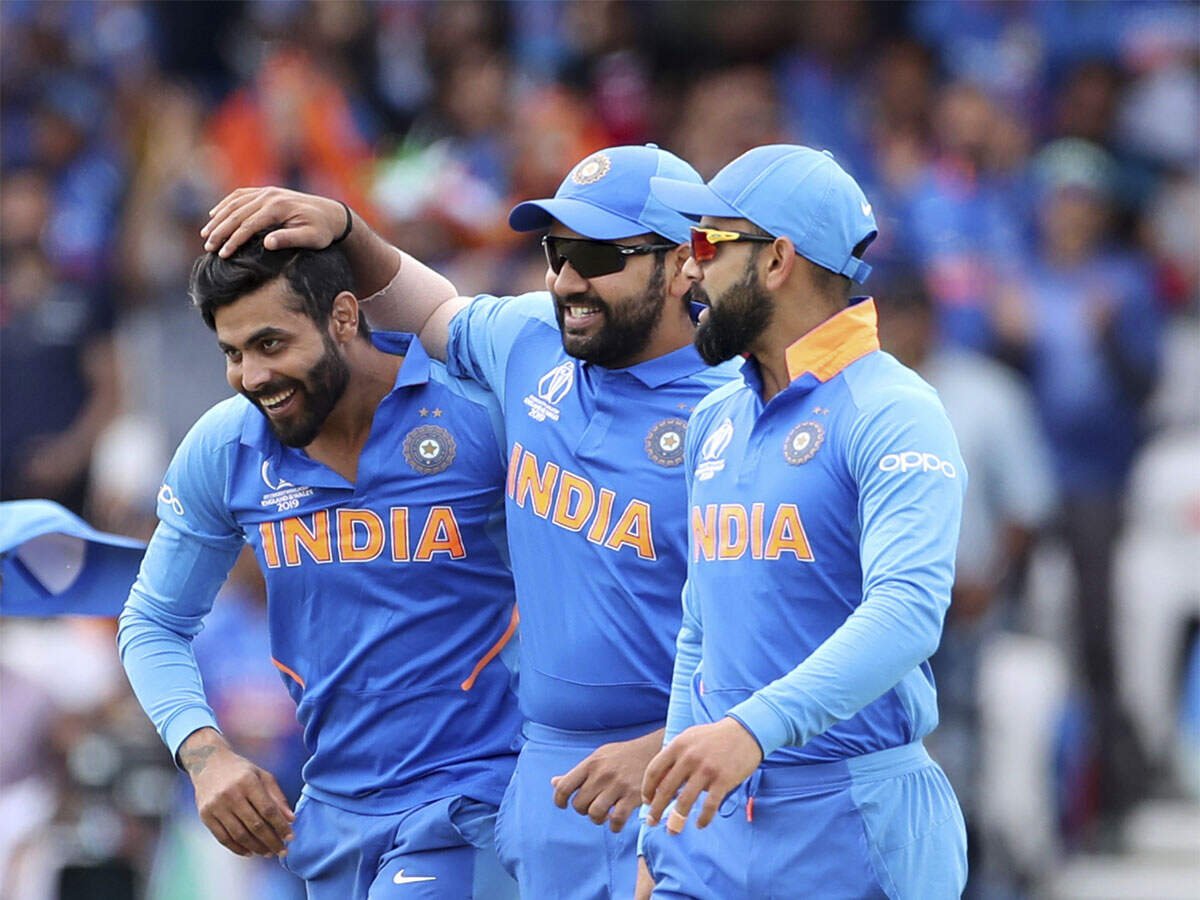 Ravindra Jadeja, Rohit Sharma and Virat Kohli