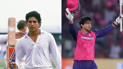 Sachin Tendulkar in Old Trafford and Vaibhav Sooryavanshi in IPL. (X images) Sachin Tendulkar in Old Trafford and Vaibhav Sooryavanshi in IPL. (X images)