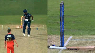 Image credit: BCCI/IPL Bat flies, stumps broken: Sai Sudharsan suffers bizarre hit-wicket dismissal in IPL 2026 Qualifier 1 vs RCB - WATCH