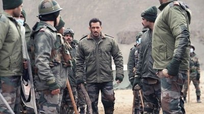 Salman Khan in a still from the Battle of Galwan song Maatrubhumi.
