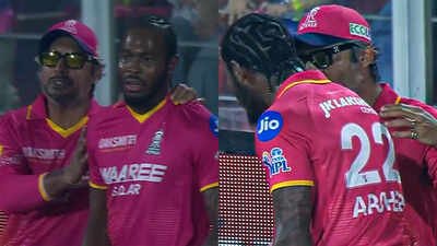 IPL 2026: Kumar Sangakkara steps in to calm angry Jofra Archer after horror 11-ball over vs Gujarat Titans