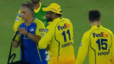 Sanju Samson (Image credit: BCCI/IPL) Injury scare for CSK! Sanju Samson leaves field mid-match vs Gujarat Titans