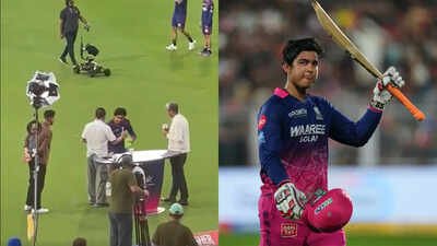 Sunil Gavaskar and Vaibhav Sooryavanshi (Image credit: BCCI/IPL) Sunil Gavaskar's three-word message to Vaibhav Sooryavanshi after touching feet goes viral