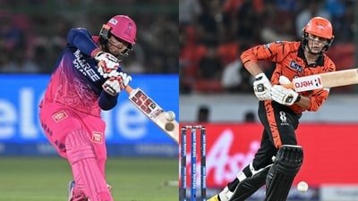 Vaibhav Sooryavanshi for Rajasthan Royals and Abhishek Sharma for the Sunirser Hyderabad. (AFP)