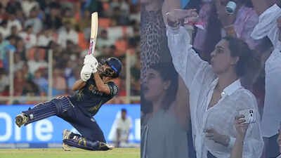 IPL 2026 | Last-over drama! Ashish Nehra's wife's wild celebration goes viral after Gujarat Titans beat Punjab Kings - WATCH