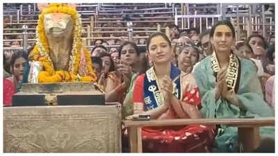 Tamannaah Bhatia visits the Mahakaleshwar temple and seeks spiritual refuge during morning aarti - Watch